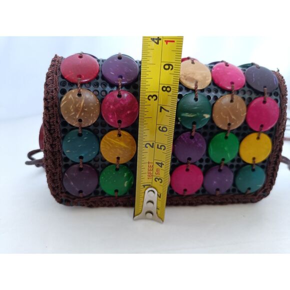 Coconut Shell Disc Crossbody Bag Multi Color Womens - Picture 3 of 8